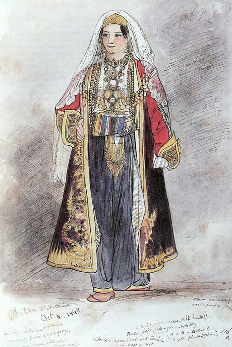 Edward Lear. Costume of a woman in Shkodra (Scodra), October 1848.