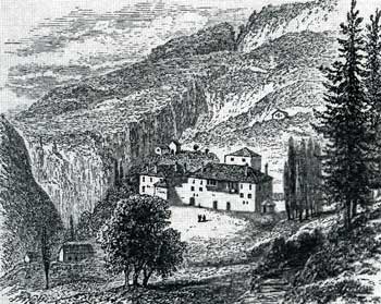 The palace of Prenk Bib Doda at Orosh in Mirdita (Sketch by Henry Tozer, 1865).