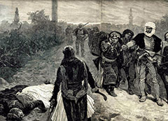 “Albanian Sketches: Retribution, the End of a Blood Feud,” lithograph by Caton Woodville, in The Illustrated London News, June 19, 1880.