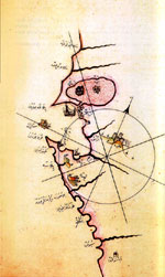 Piri Re'is map of the coast of Vlora.