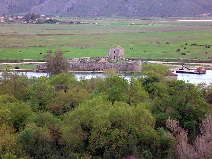 The triangular Venetian fortress at Butrint (Photo: Robert Elsie, March 2008).