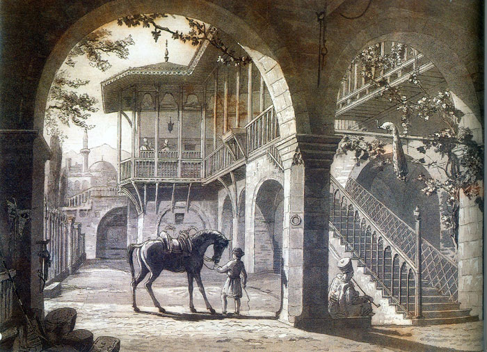 The house of Nicolo Argyris in Janina (Ioannina) in Epirus (Drawing by Charles Cockerell, 1813).