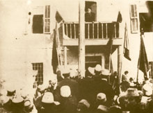 Ismail Kemal bey Vlora speaking in Vlora.