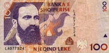 Fan Noli on an Albanian banknote.